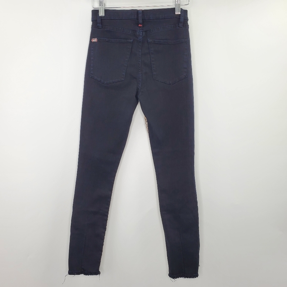 Alice + Olivia Leopard Print High Rise Skinny Jeans Queen Of The Night Black Raw - Picture 4 of 8